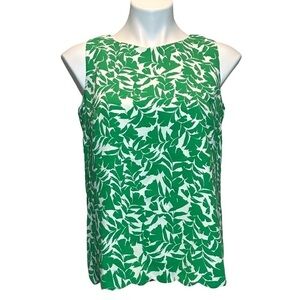 NWT J. Crew Factory Sleeveless Top Blouse Green Leaf Print, size XS